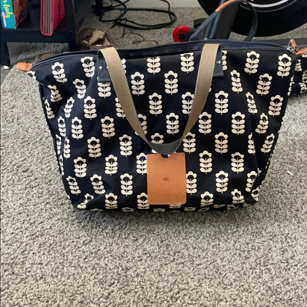 Orla Kiely ETC Nylon Black Shoulder Tote